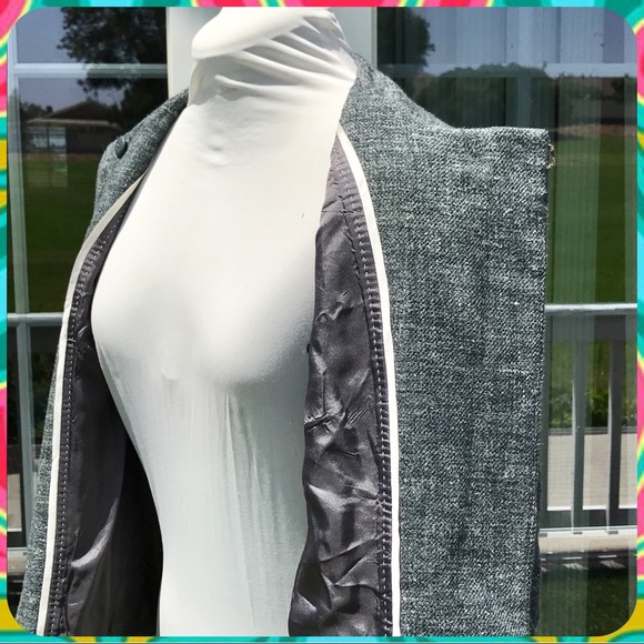 BANANA REPUBLIC Marled Gray 1-Button Wool Blend Swing Jacket Plus Size 14 / XL - Picture 7 of 8